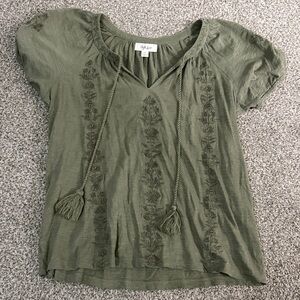 Style & Co. Sage Green Embroidered Blouse